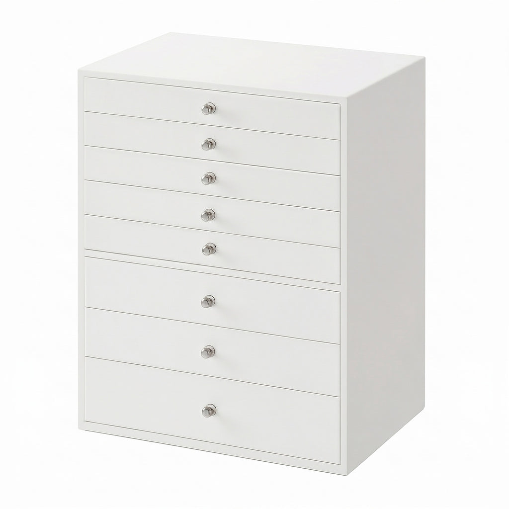 JOYFURNOS Organisateur de bijoux avec tiroirs, Boîte de rangement à 8 niveaux, Grande capacité, Idée cadeau moderne, Pour chambre, Blanc
