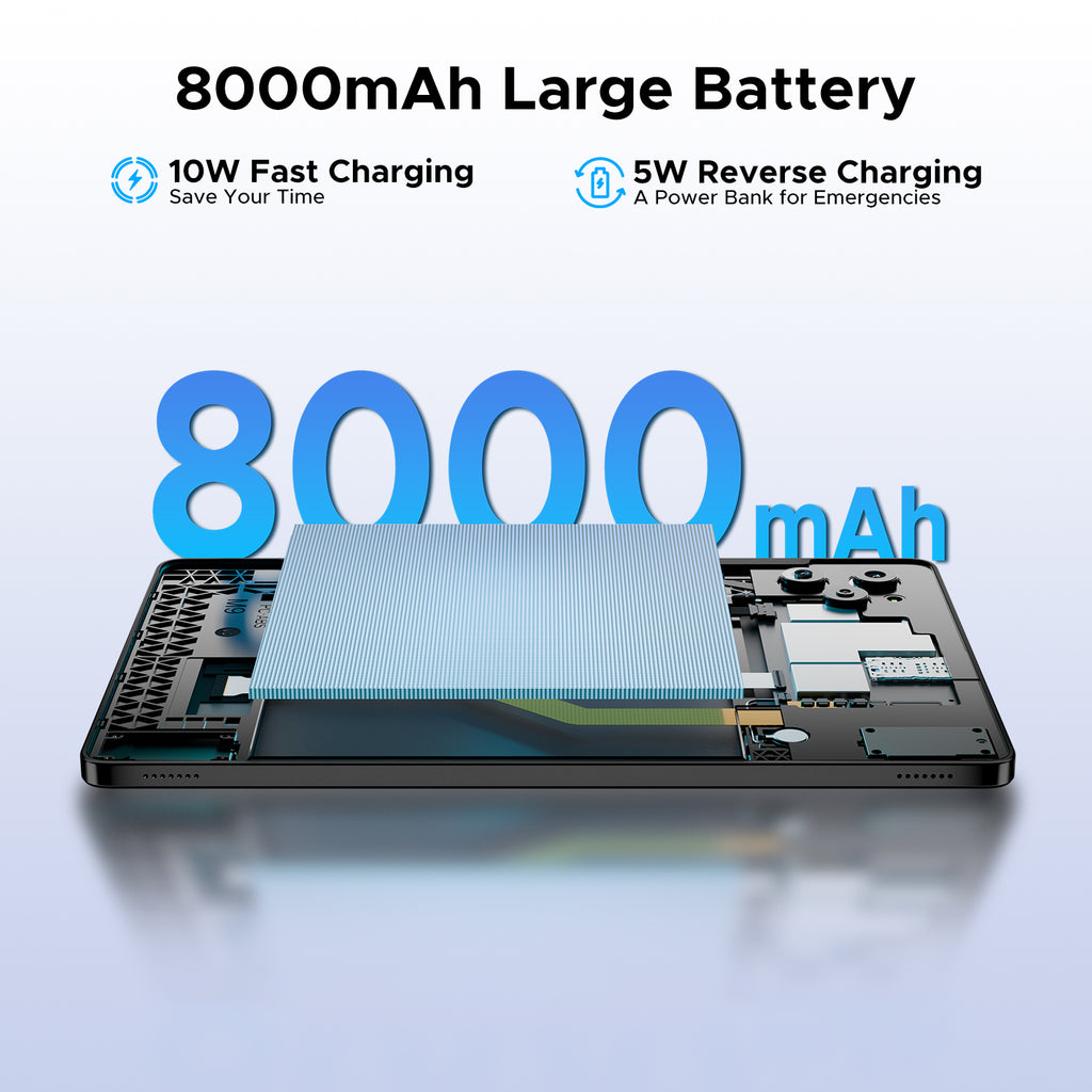 DOOGEE Tab G6 Tablette 11 pouces Android 15, 30 Go + 256 Go/2 To, 8000 mAh, T7250 huit cœurs, 4G LTE, double haut-parleur, Widevine L1, identification faciale, Bluetooth 5,0, Wi-Fi 5G, GPS, gris