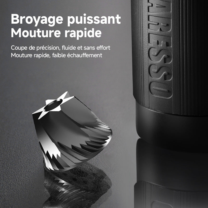 STARESSO Moulin à café manuel capacité 20 g avec meule conique en acier inoxydable usinée CNC - réglage interne ajustable, positionnement par double roulement, pour café à piston