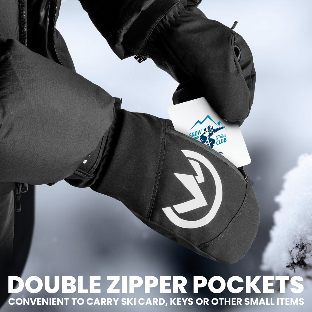 OutdoorMaster Moufles de ski adulte pour femmes et hommes, Gants de ski imperméables et coupe-vent, Gants de snowboard chauds d'hiver Noir L