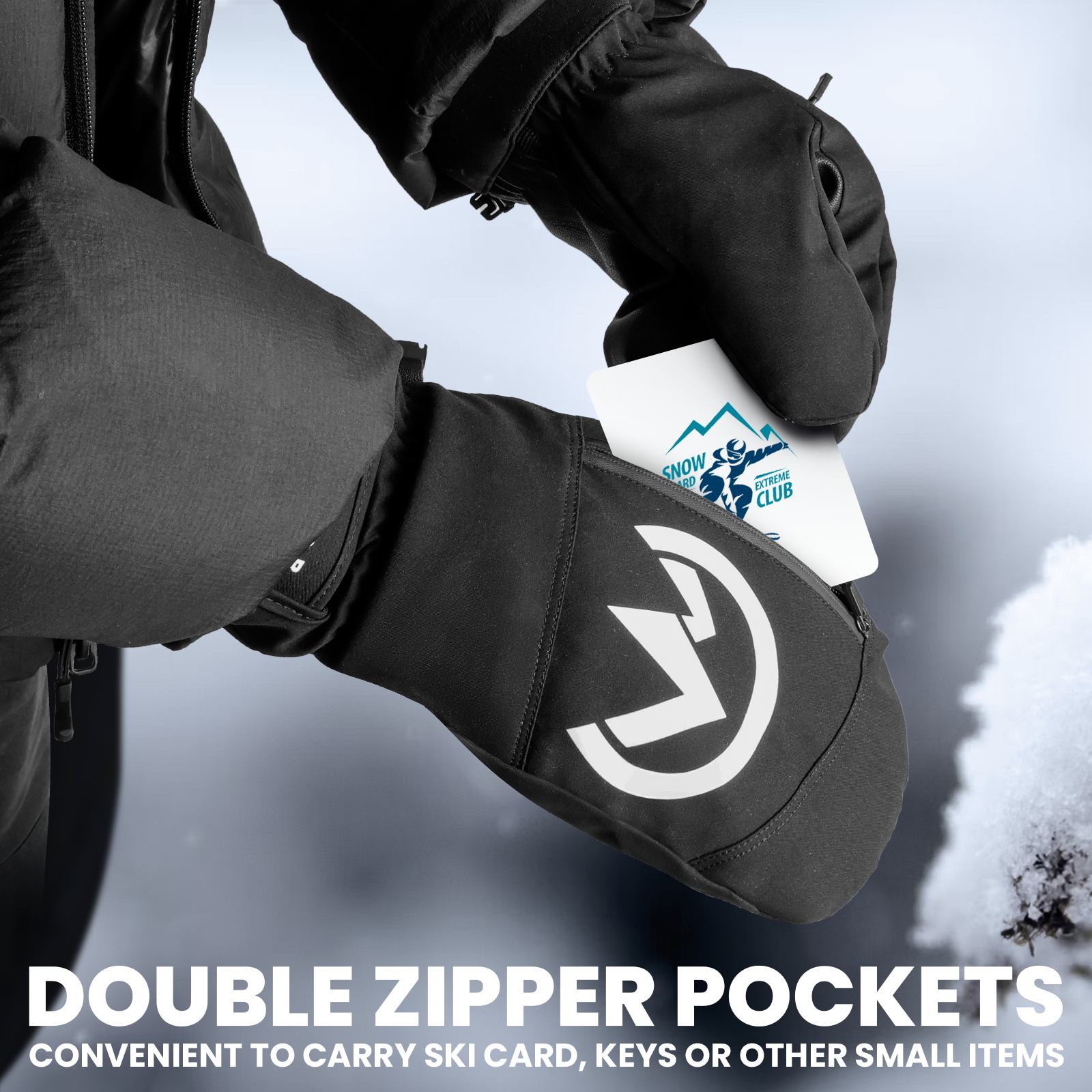 OutdoorMaster Moufles de ski adulte pour femmes et hommes, Gants de ski imperméables et coupe-vent, Gants de snowboard chauds d'hiver Noir L