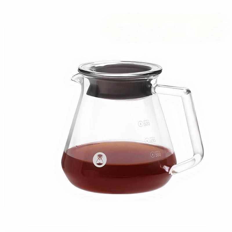Hero Carafe à café en verre avec poignée, 600 ml carafe en borosilicate résistante à la chaleur pour pour-over, cafetière filtre serveur avec couvercle antidérapant