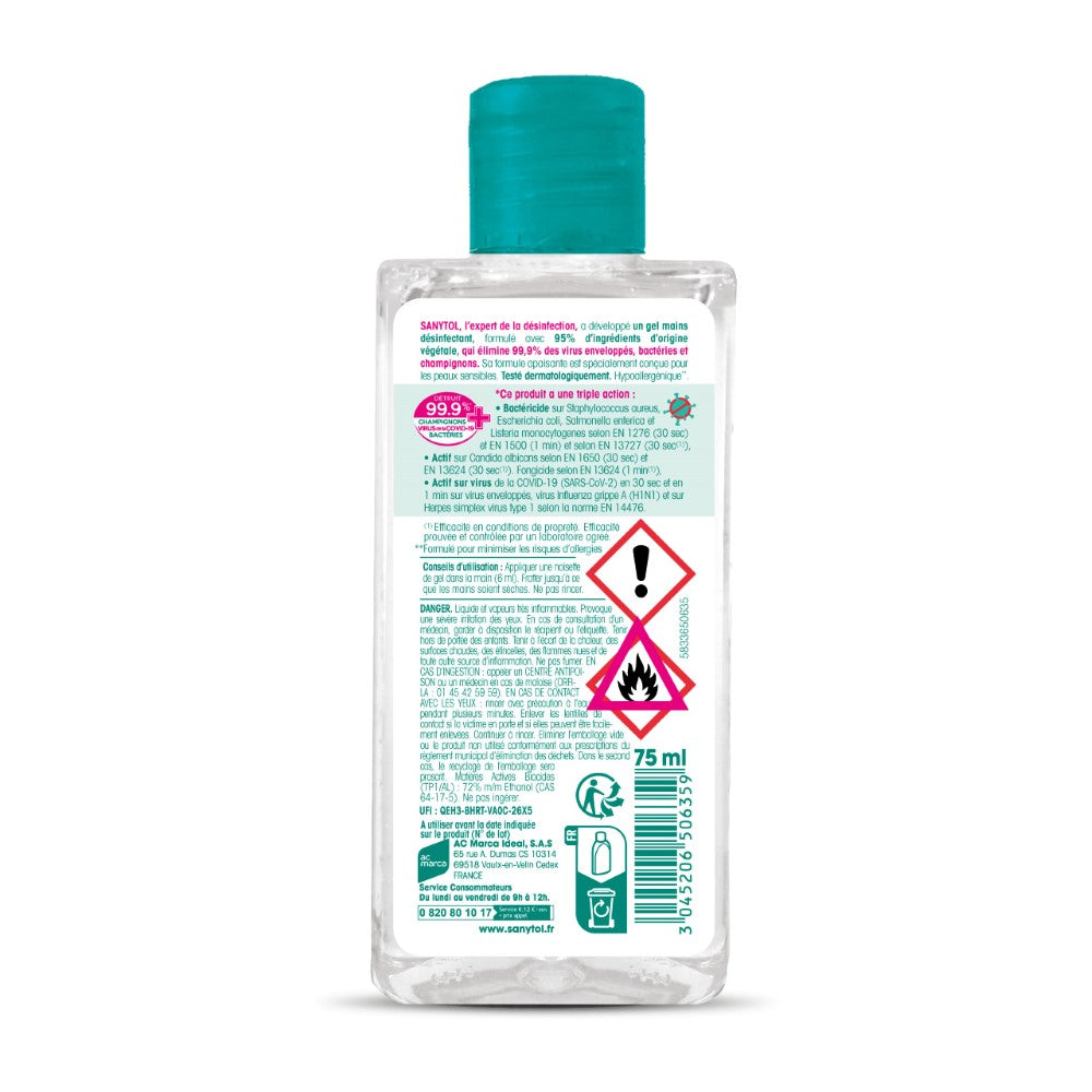 Sanytol Gel Désinfectant pour Les Mains Nettoie Et Désinfecte 30s 75 ml