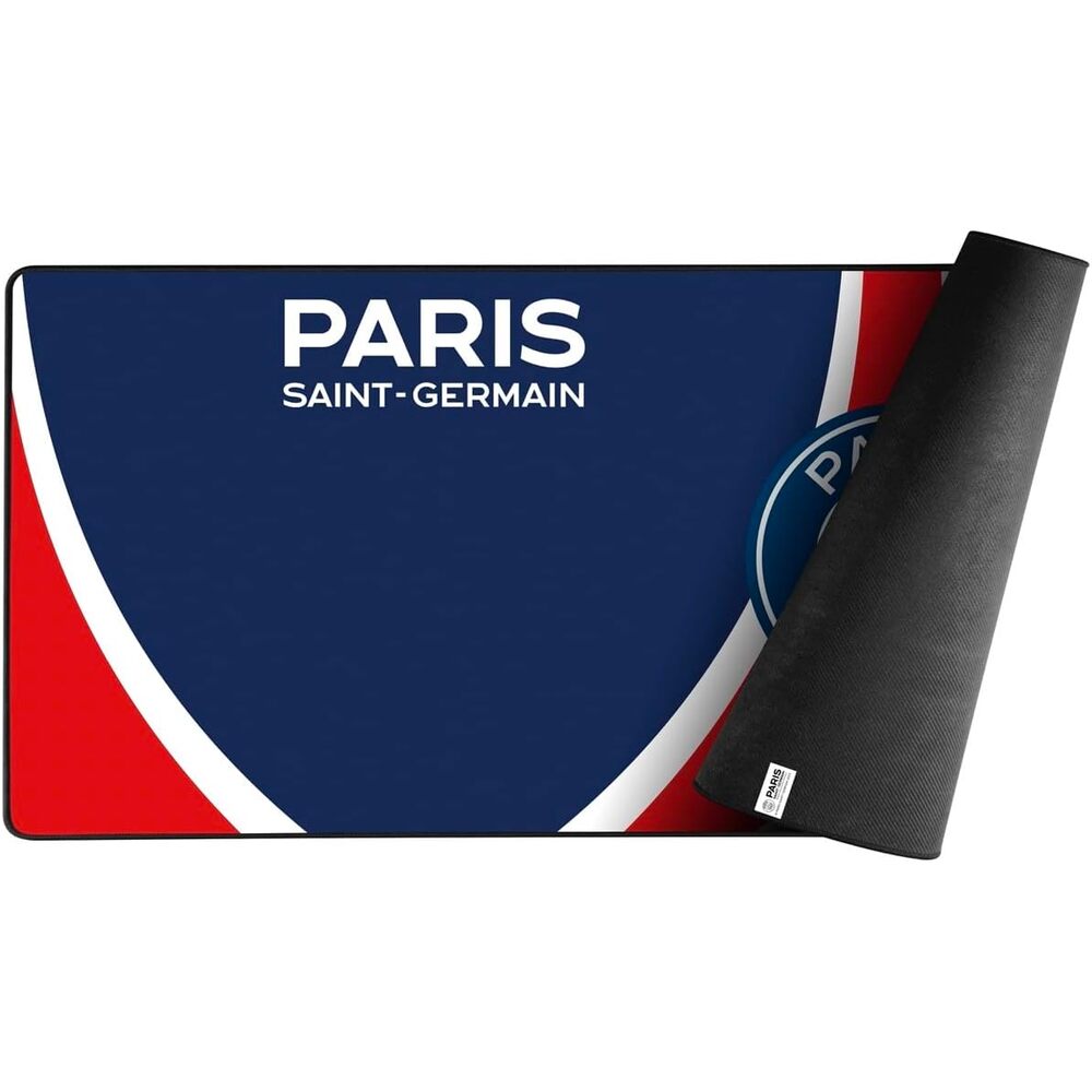Konix PSG XXL Tapis de souris de jeu 90 x 46 cm - Surface en silicone 3D ultra-fine - Base en caoutchouc antidérapante - Bleu, blanc et rouge