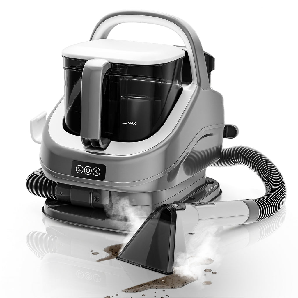 Rouny Nettoyeur de Tapis Portable, Machine de Nettoyage de Tissus d'Ameublement avec 3 Modes Eau Froide Eau Chaude Vapeur, Aspiration 13 kPa, Doubles Réservoirs d'Eau