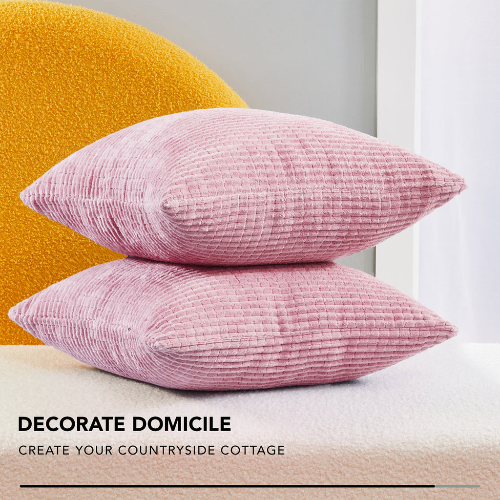 Deconovo Housse de coussin en velours - coloris rose - 50 x 50 cm - 1 pièce
