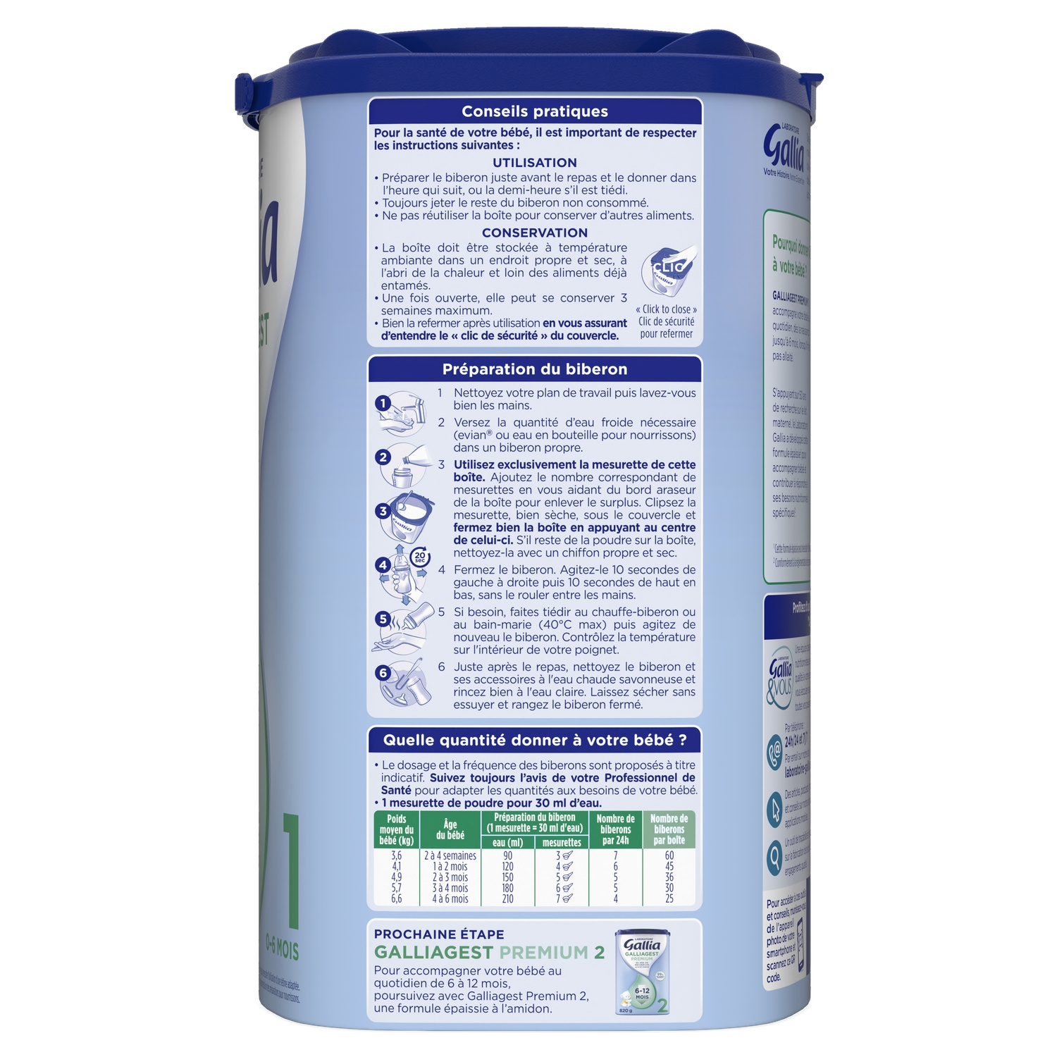 Laboratoire Gallia Galliagest Premium 1er Âge Lait Infantile 820 g