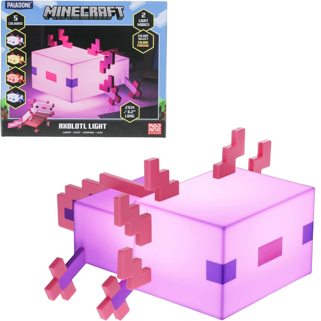 MINECRAFT Axolotl Lumière Changeant de Couleur - sous Licence Officielle - 5 Modes de Couleur - à piles