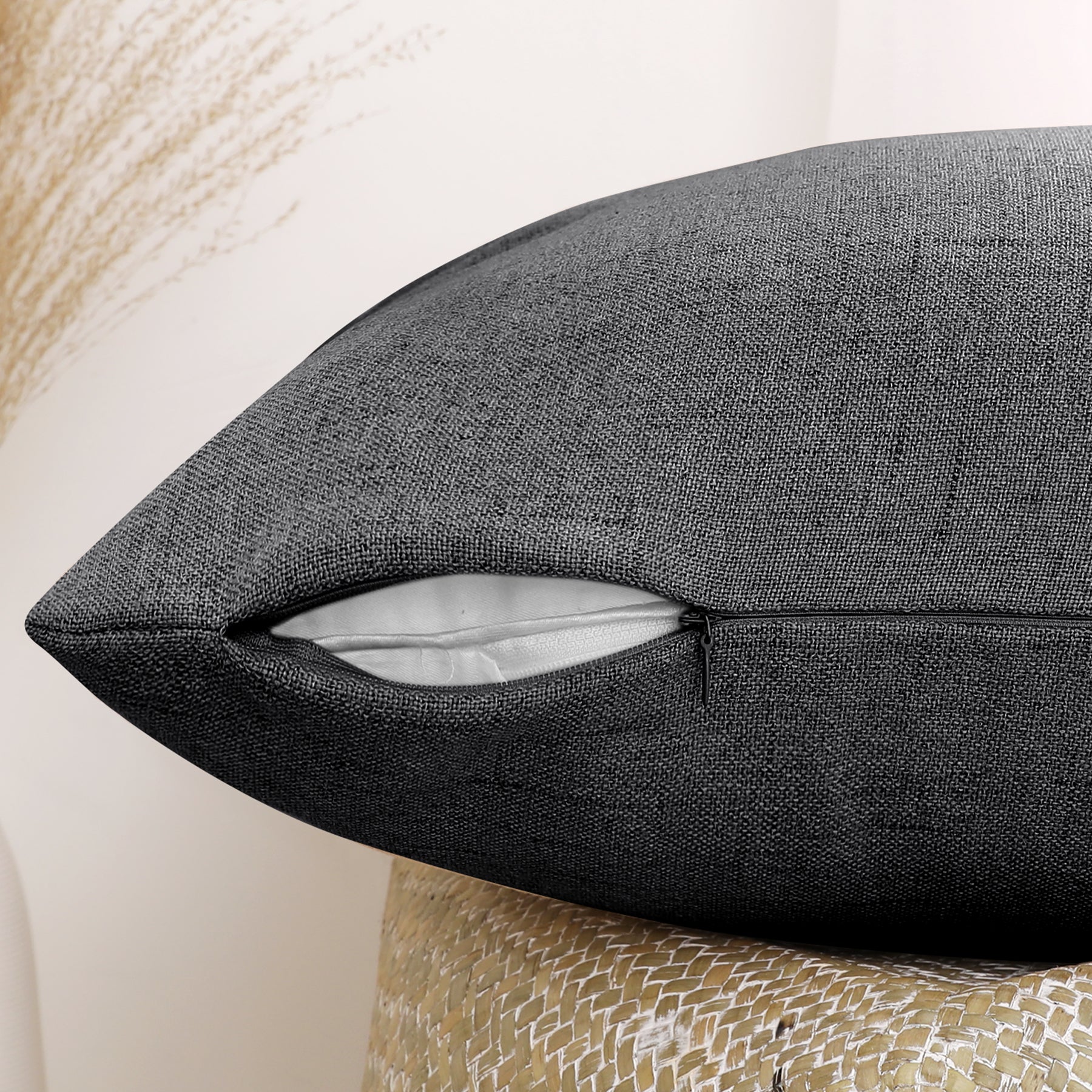 Deconovo housse de coussin en tissu lin - gris foncé - 50 x 50 cm - 1 pièce