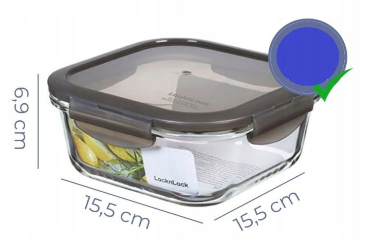 Euro Plat à four carré en verre 750 ml - Couvercle gris