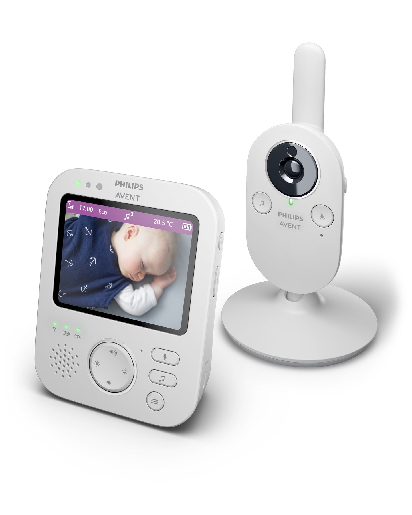 Philips Avent Premium SCD892/26 Babyphone caméra - écran couleur 8,9 cm, vision nocturne infrarouge, zoom numérique, audio bidirectionnel, connexion sécurisée - Blanc