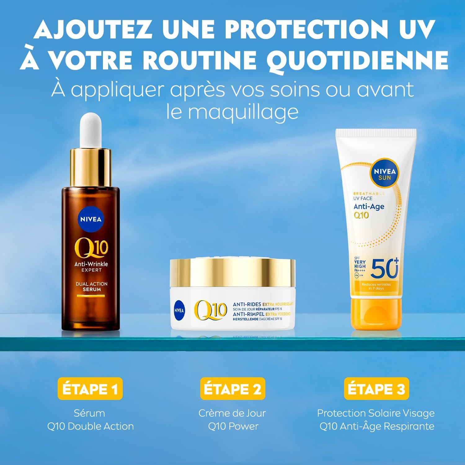 NIVEA SUN Crème solaire visage anti-âge Q10 SPF 50 - 40 ml