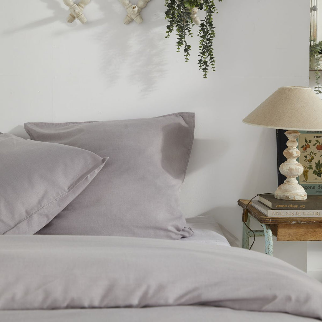 TODAY Charme Constance Parure de lit double 240 x 260 en chambray gris clair