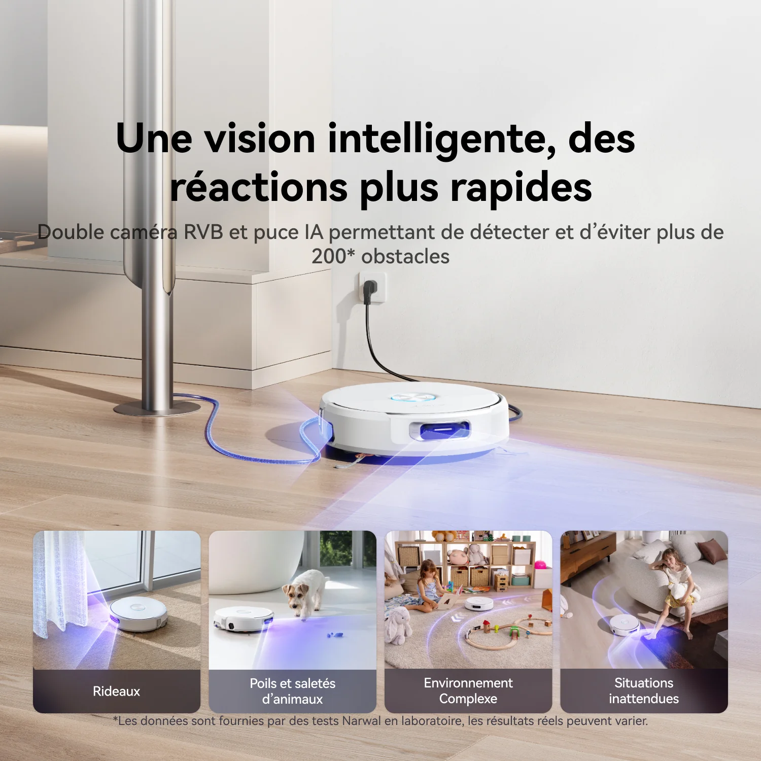 Narwal Flow Robot aspirateur laveur avec kit de raccordement à l'eau – Blanc