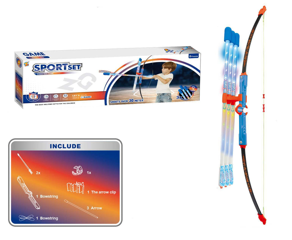 Grand ensemble arc et flèches lumineux à fibre optique, kit de tir à l’arc jouet pour enfants, matériau durable ABS+PP