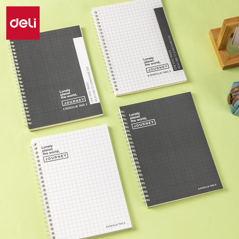 Deli Rhythm Series Lot de 4 carnets à spirale A5, papier ligné 70g/m² - 80 feuilles/160 pages