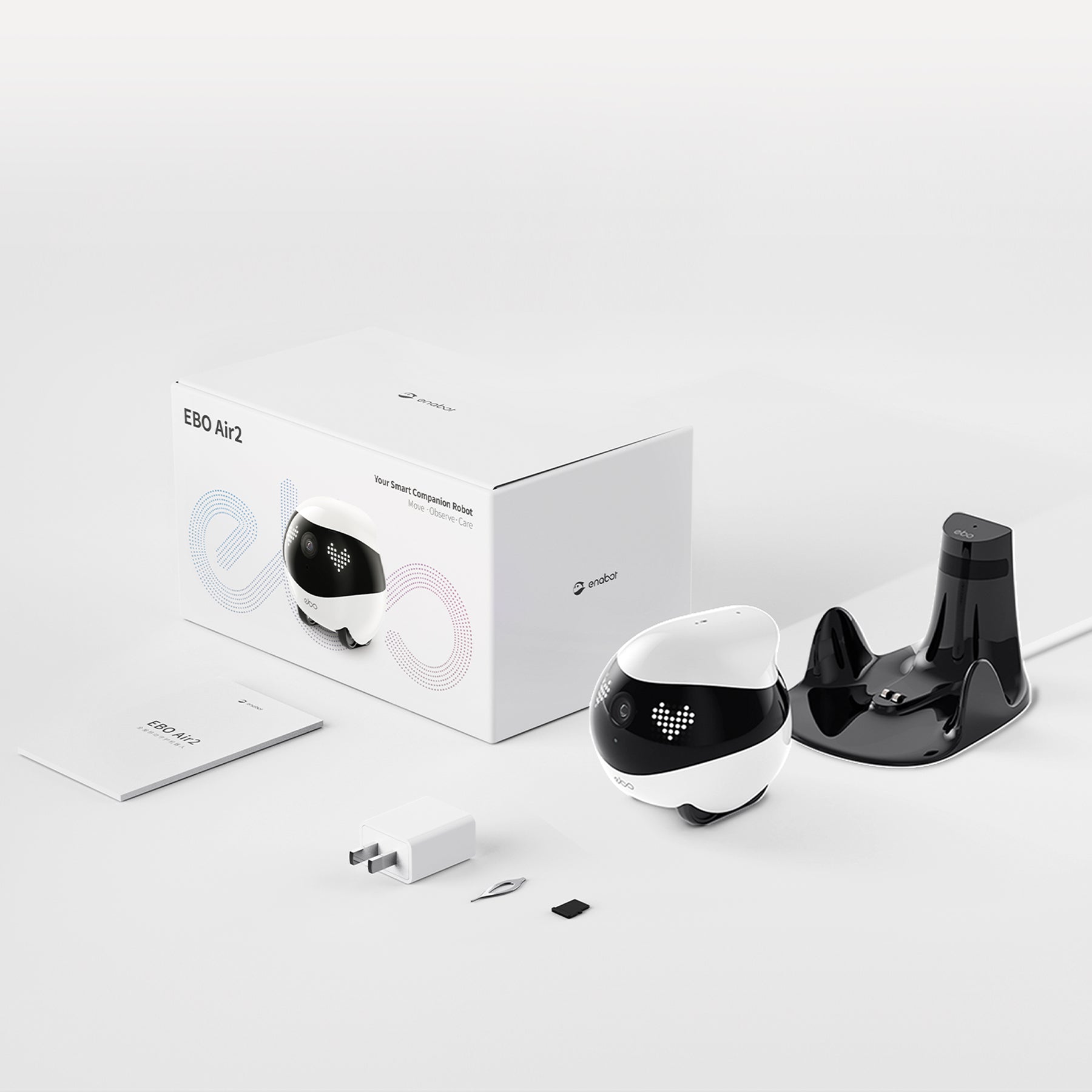 ENABOT EBO Air 2 Robot compagnon (Bleu geai) - Surveillance en temps réel, Interaction à distance, Compagnie pour animaux, Soins intelligents