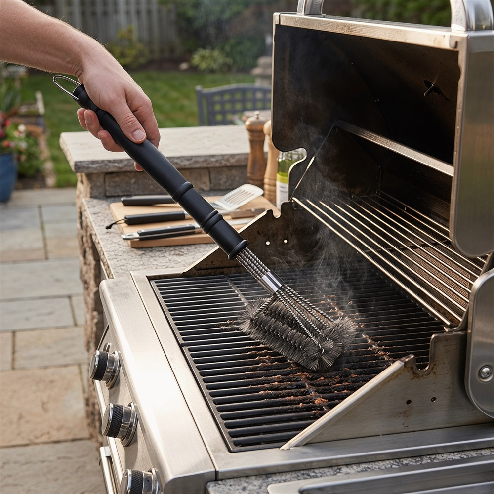 Huacan Pinceau à huile pour barbecue, brosse de nettoyage, outil de gril, support vertical