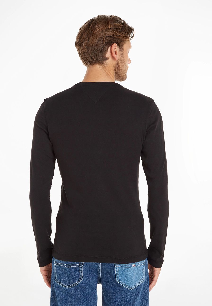 TOMMY JEANS T-shirt à manches longues côtelées Noir S