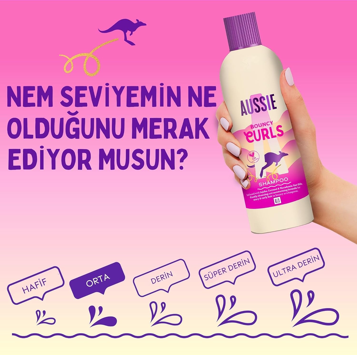 AUSSIE Shampooing Boucles Rebondies pour Cheveux Ondulés et Bouclés - 1000 ml
