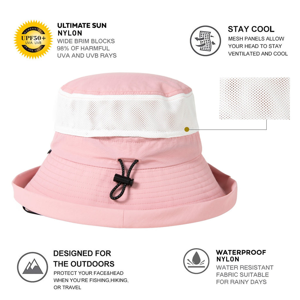 TOP-EX Bob de soleil à large bord pour femme avec ouverture pour queue de cheval, pliable, été, voyage, plage, extérieur Rose
