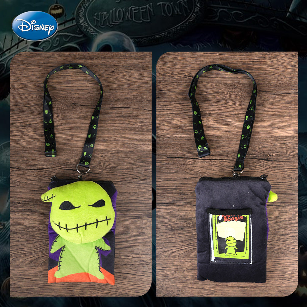 Disney 1 pièce Porte-cartes en peluche Oogie Boogie avec tour de cou L’Étrange Noël de monsieur Jack sous licence officielle, Accessoire de cosplay Skellington Ville d’Halloween