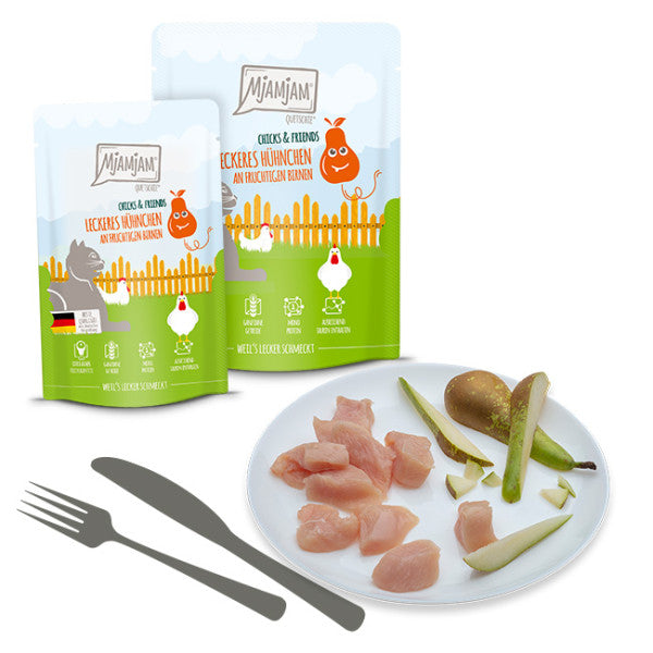 MjAMJAM Quetschie Nourriture humide pour chat au poulet 125 g