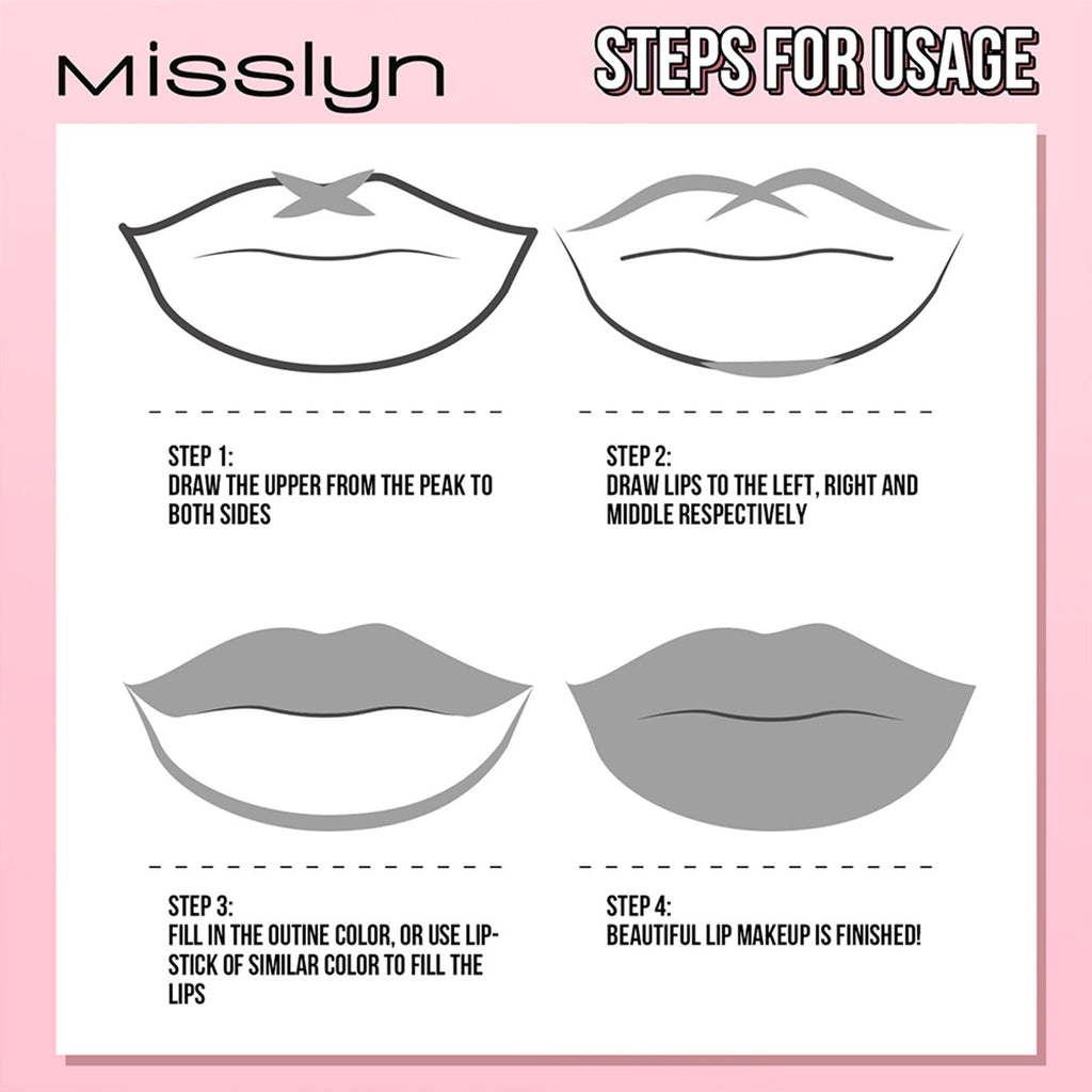 Misslyn Love yourself Set de crayons à lèvres mats, 7 pièces, Taille-crayon intégré, Longue tenue haute pigmentation, Crayon à lèvres lisse ultra-fin