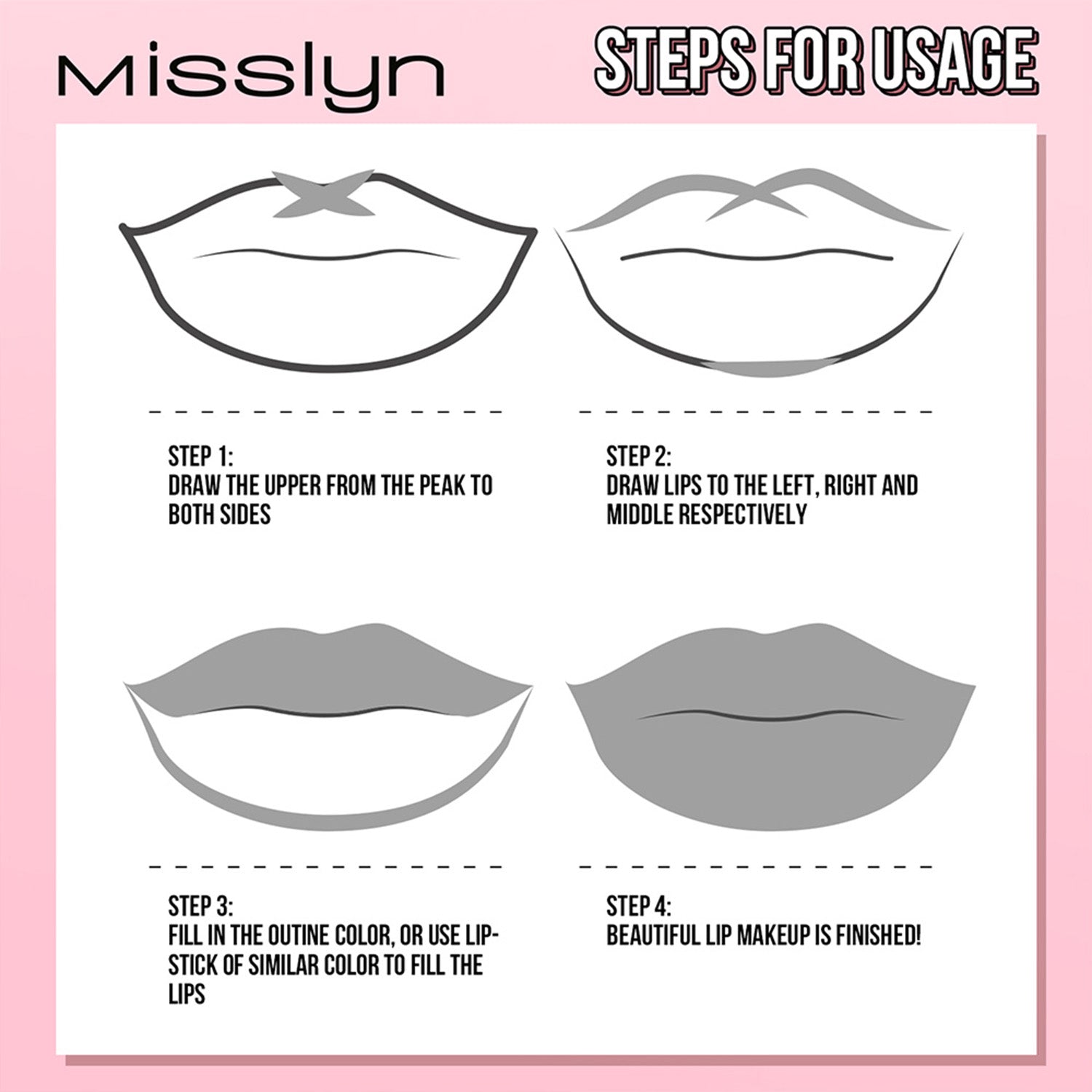 Misslyn Love yourself Set de crayons à lèvres mats, 7 pièces, Taille-crayon intégré, Longue tenue haute pigmentation, Crayon à lèvres lisse ultra-fin