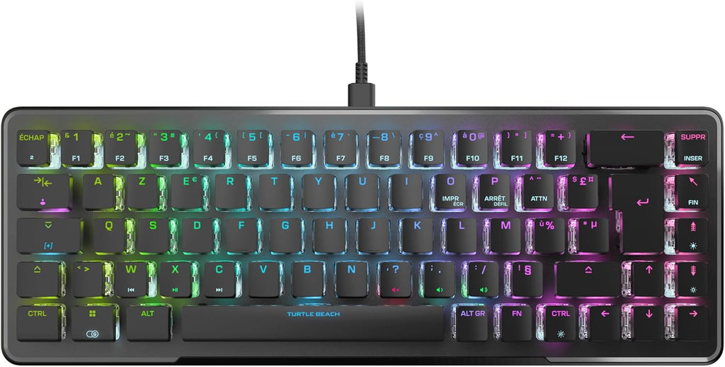 Turtle Beach Vulcan II Mini Clavier de Jeu Mécanique (Switch Optique Titan II) Filaire RGB, 65 % - AZERTY - Noir