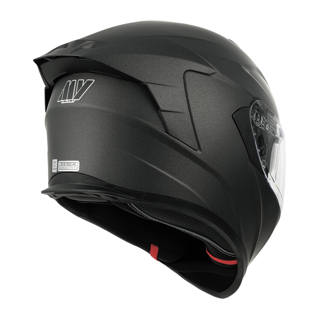 MY Casque de moto intégral Casque intégral pour cyclomoteur avec visière pare-soleil pour hommes et femmes Homologation ECE 22.06 Modèle MY-936 Titane mat L