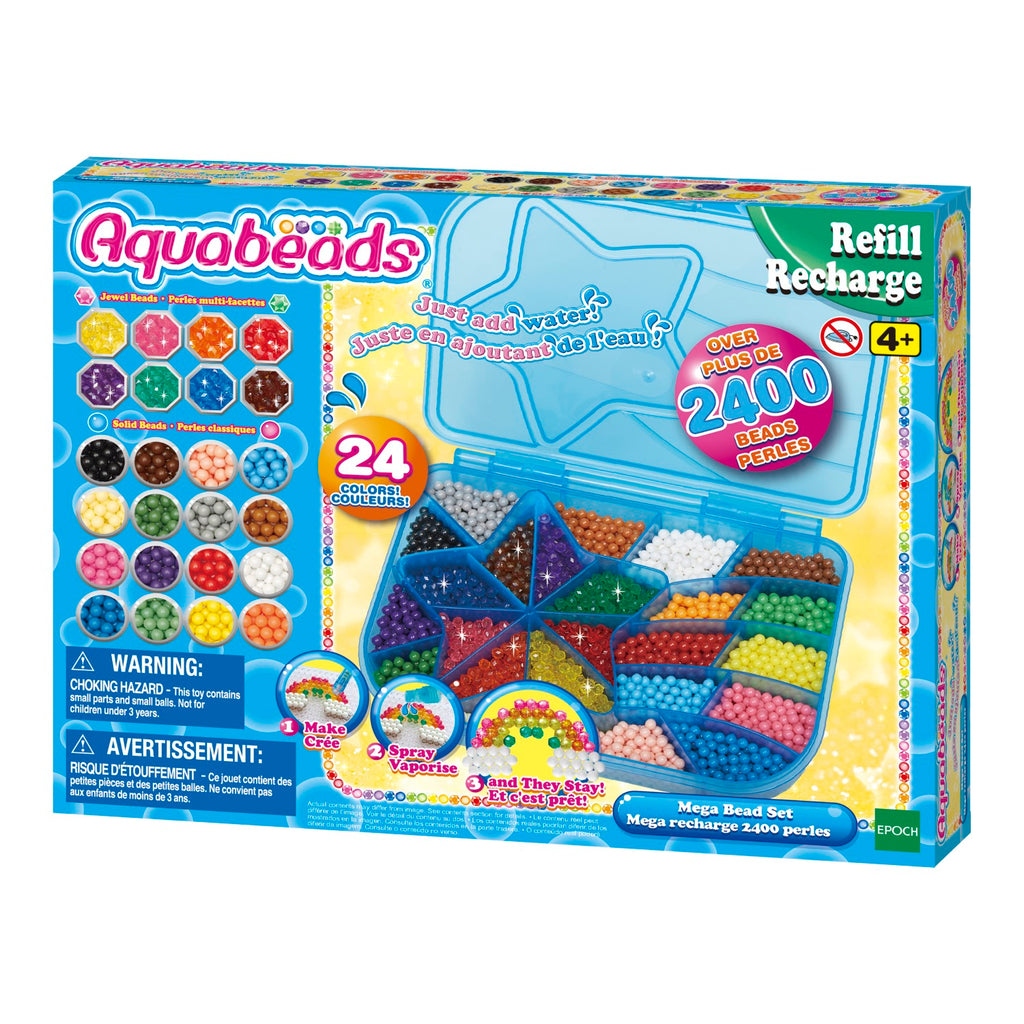 Aquabeads Pack de Recharge Méga avec Étui de Rangement, Plus de 2400 Perles à Fusionner à l'Eau