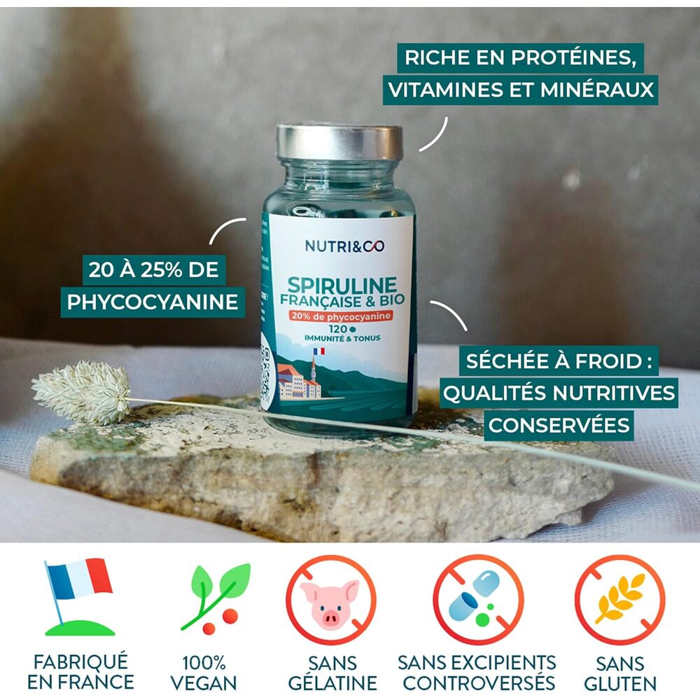Nutri&Co Spiruline BIO 100 % française - 120 comprimés