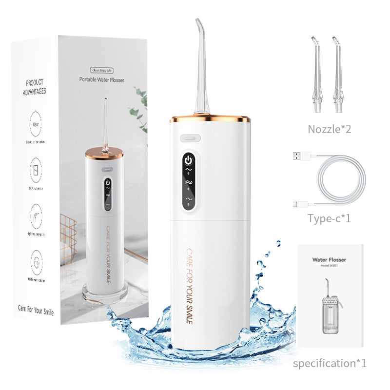 Rushi R-B31 Hydropulseur dentaire électrique, réservoir d’eau 280 ml, batterie 1200 mAh - Blanc