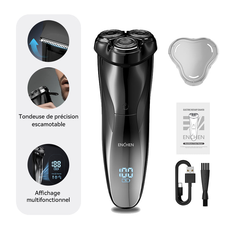 ENCHEN Blackstone 3 Rasoir électrique 3D étanche IPX7 à usage quotidien pour hommes, 1 pièce