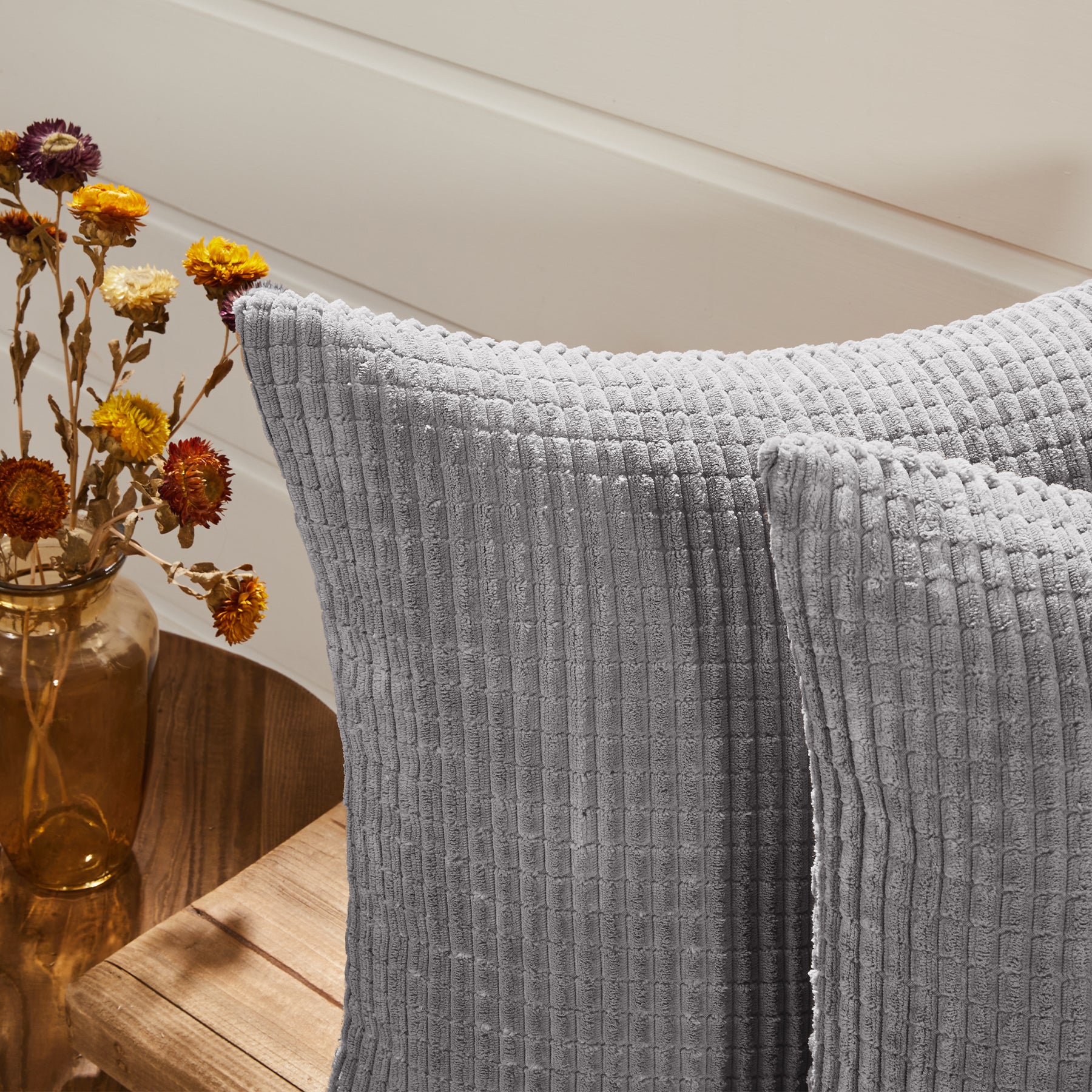 Deconovo Housse en velours pour coussin - Gris clair - 45 x 45 cm - 1 pièce