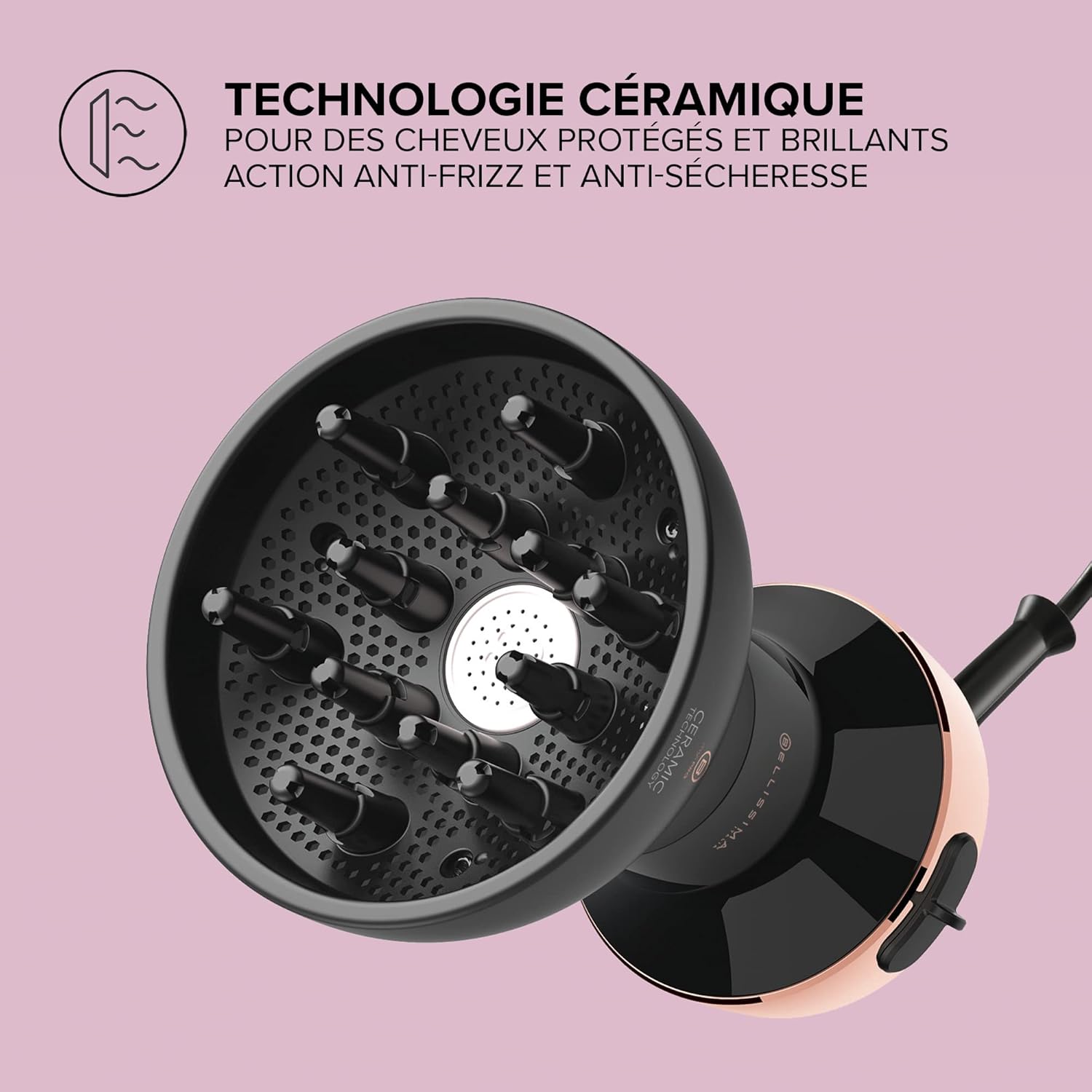 Bellissima My Pro DF1 3000 Sèche-cheveux diffuseur avec moteur DC 700 W, technologie céramique, Dry Care System et système Curl Boost