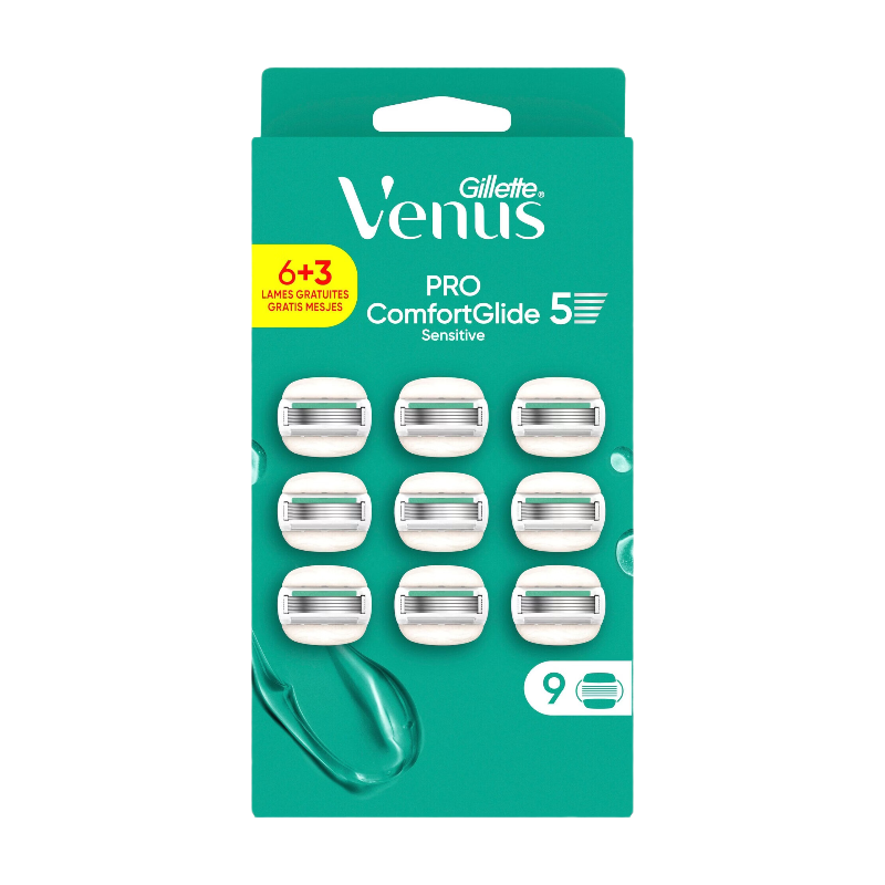 Gillette Venus Comfort Glow Recharges de lames de rasoir, 9 pièces