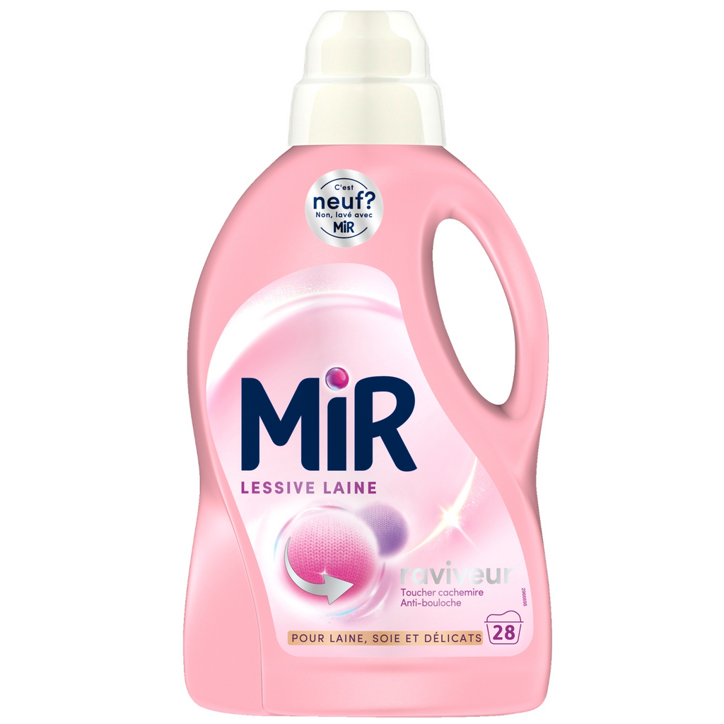 MIR Lessive liquide pour laine, laine et délicats, toucher cachemire, 28 lavages, 1,4 L
