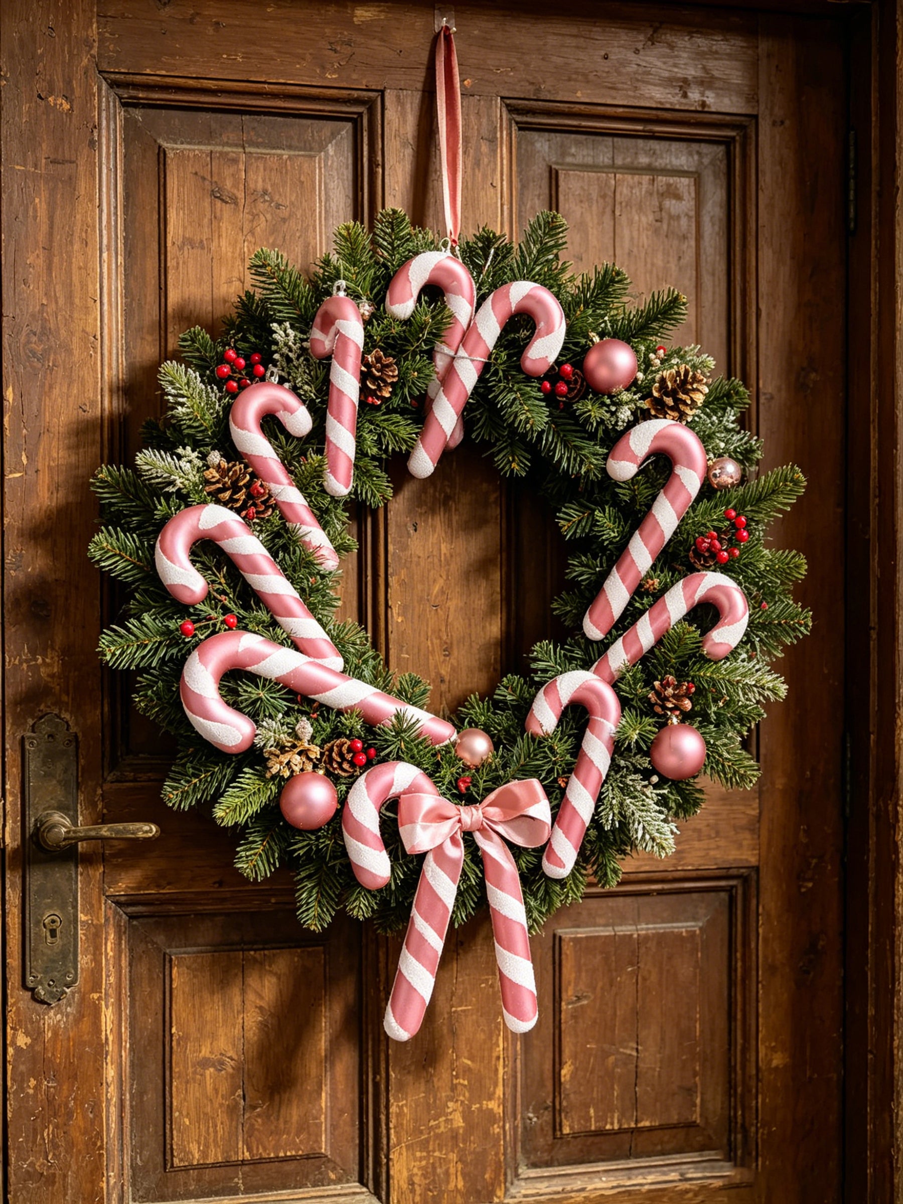 Ju7cer Lot de 6 pendentifs de sapin de Noël en rotin, pour décorer les sapins de Noël, convient pour les mariages, Pâques, anniversaires, vacances, Noël, décoration intérieure, rose poudré + blanc