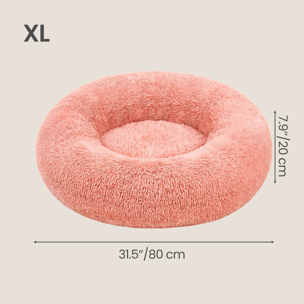 JOYFURNOS Panier pour chien en forme de beignet, Housse amovible et lavable, Rose