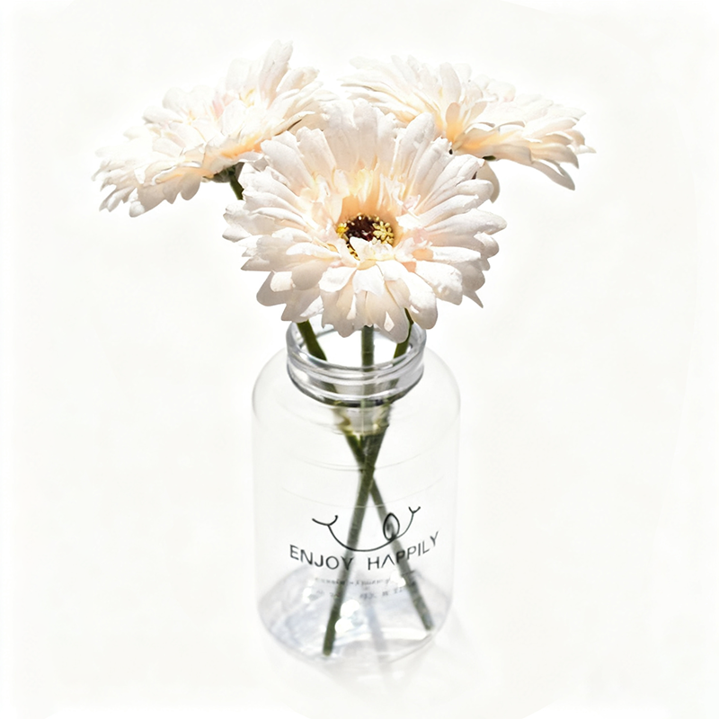 Yuejia 3 Pièces 9,05 in / 23 cm Fleurs de Gerbera en Soie Artificielle Mariage Maison Terrasses Décoration de Table Faux Chrysanthème Pivoine Fête Décoration de Maison (Champagne)