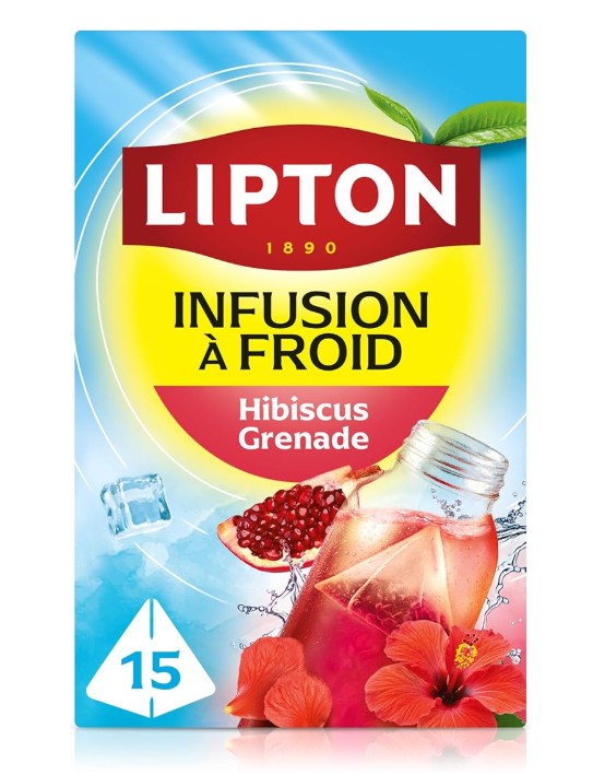 Lipton Infusion à froid Hibiscus et Grenade 15 sachets