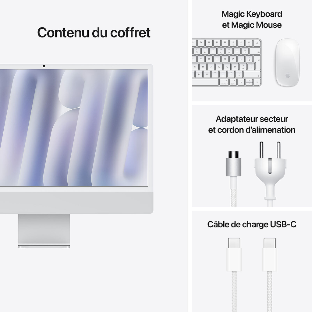 Apple iMAC 24″ (M4, 4.5K Retina, 8-Core CPU / 8-Core GPU) 16GB RAM, 256GB SSD - Silver