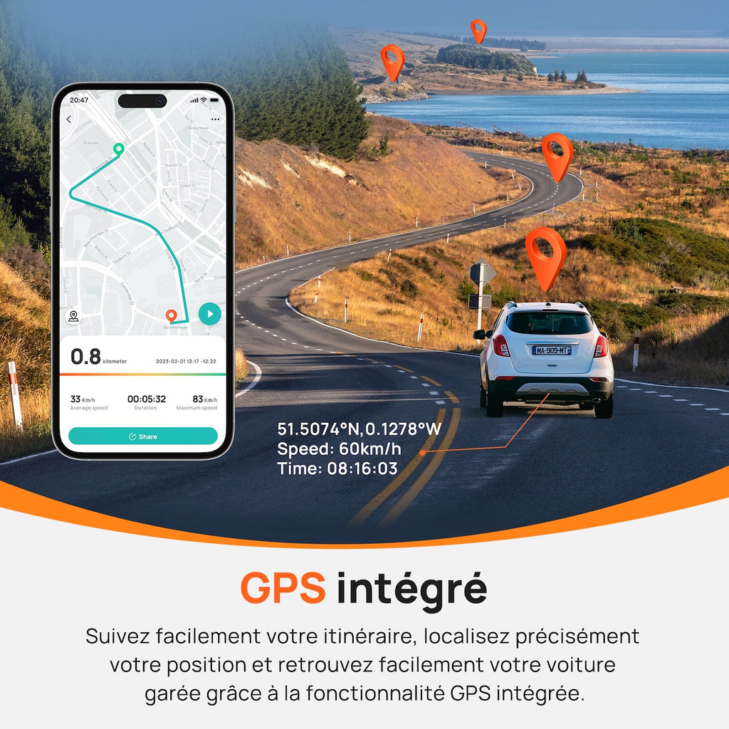 Dashcam 4K Avant et Arrière 70mai A810-2, Dashcam UHD 4K Réelle avec Sony STARVIS 2, Vision Nocturne HDR, Détection de Mouvement par IA, GPS Intégré, Support 4G LTE, ADAS