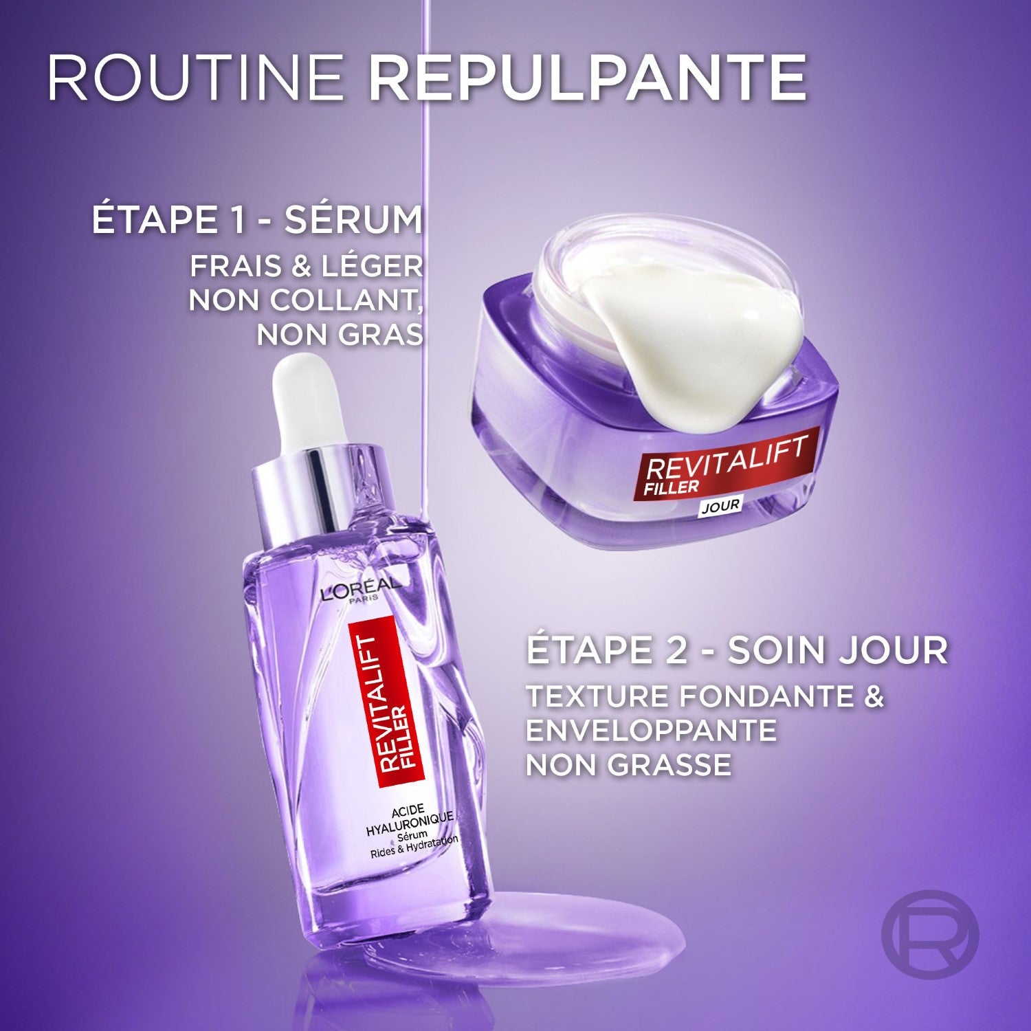 L'Oréal Paris Revitalift Filler Coffret Routine Anti-Âge, Sérum Repulpant à l'Acide Hyaluronique 30 ml + Soin de Jour Volumateur 50 ml