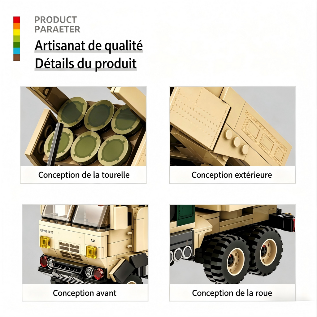 WANGE M142 Lance-roquettes Himars 457 Pièces Ensemble de Blocs de Construction pour Bricoleurs