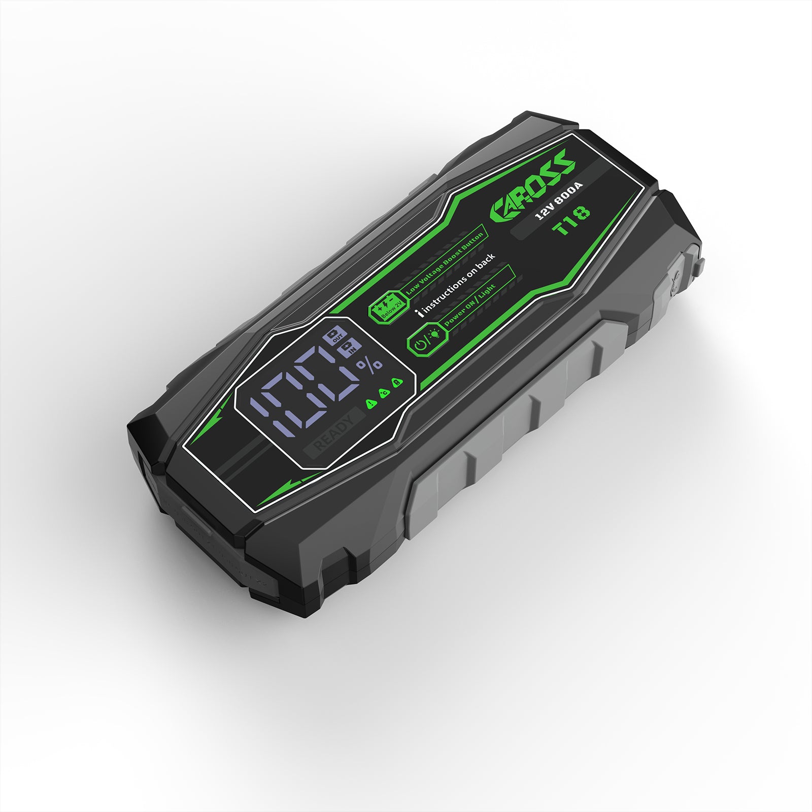 CAROSS Booster de démarrage portable 800 A et 12 V, avec batterie lithium-ion 10 000 mAh, protection anti-étincelles et contre l’inversion de polarité, fonction de boost