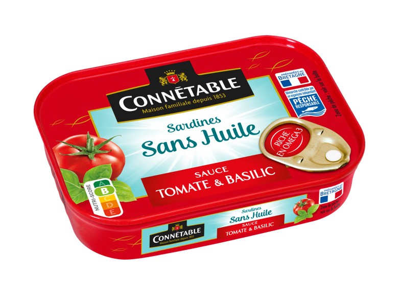 CONNETABLE Sardines aux Tomates et Basilic, 1/6 Boîte 115 g