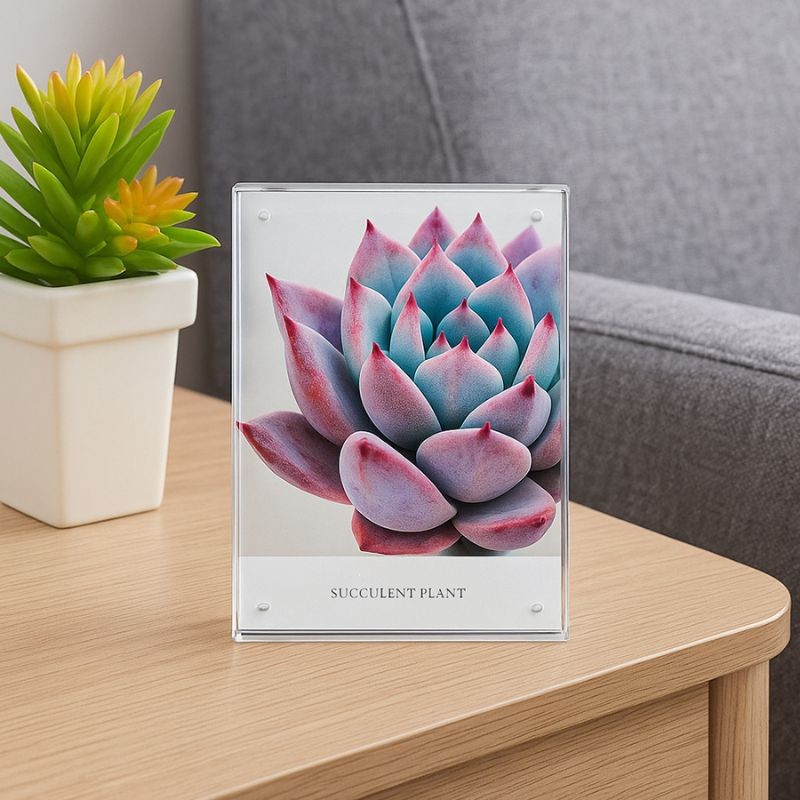 KODAK Cristal Cadre photo en bloc d'acrylique transparent avec fond magnétique et 5 feuilles de papier photo - Format 10 x 15 cm